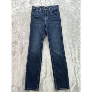Levis 724 High Rise Straight Stretch Jeans Womens 28 Dark Blue Western Cowgirl